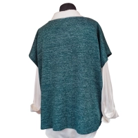 Kamizelka swetrowa damska ze srebrną niteczką - butelkowa zieleń